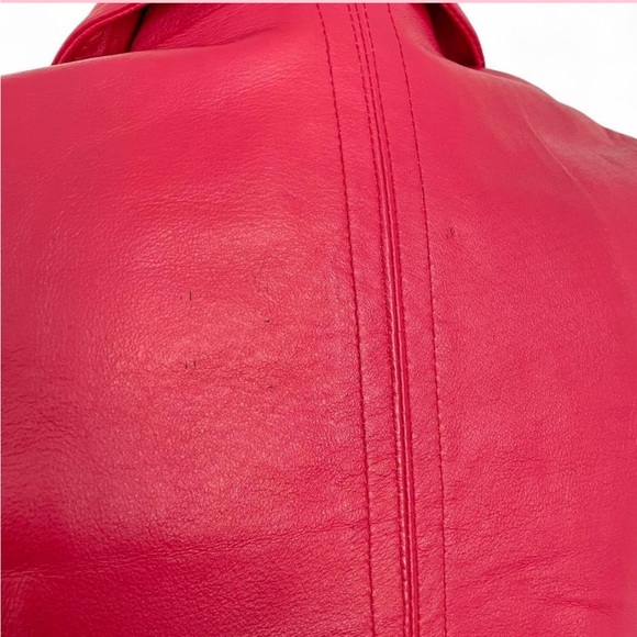 Vintage 90s Junction West Cherry Red 🍒 Leather jacket - Picture 4 of 8